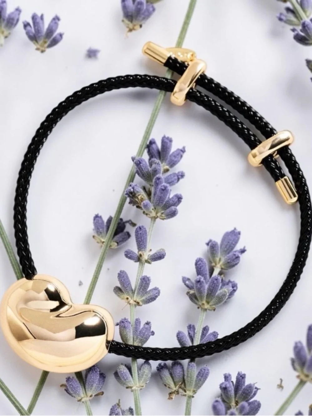 Anthropologie Black Cord Bracelet with Gold Bean Accent - Picture 1 of 5